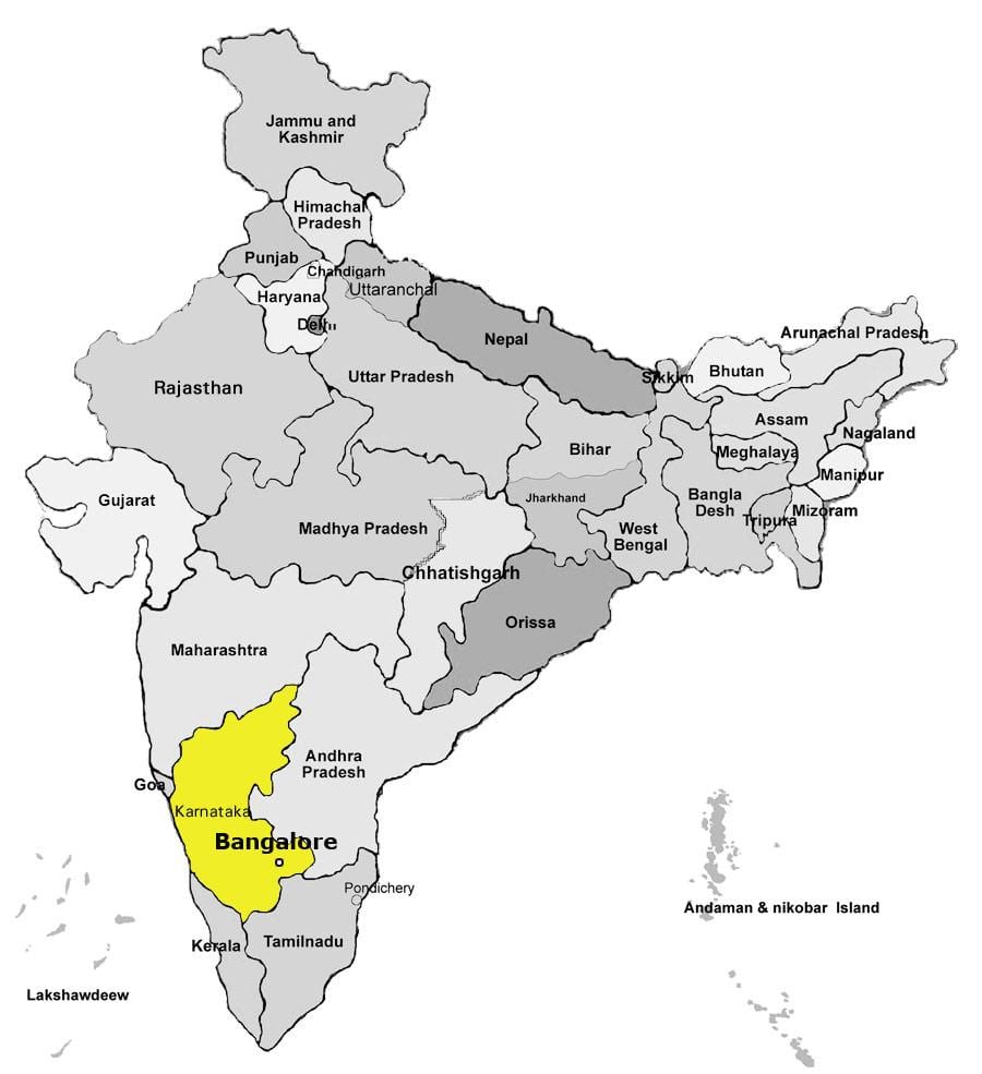 mapa de Bangalore, india