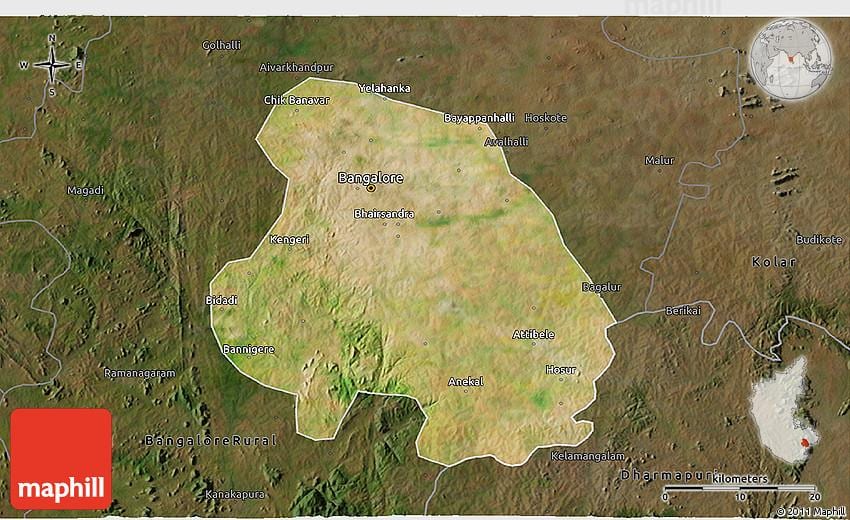 mapa satelital de Bangalore