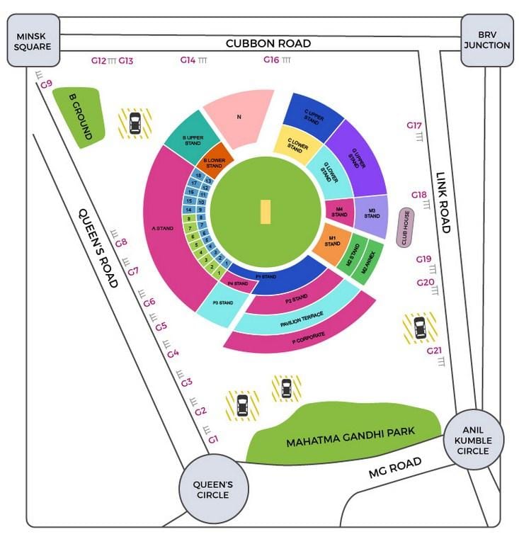 Bangalore cricket stadium mapa