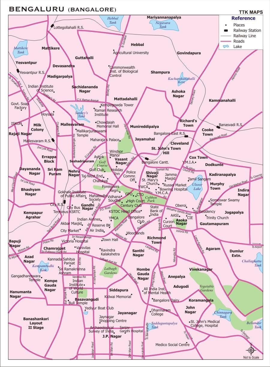 Bangalore en un mapa