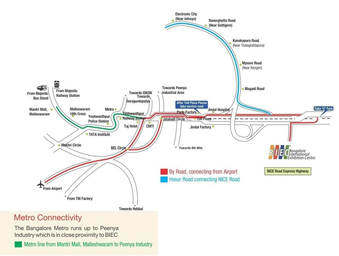 mapa de Centro de Exposiciones Internacional de Bangalore