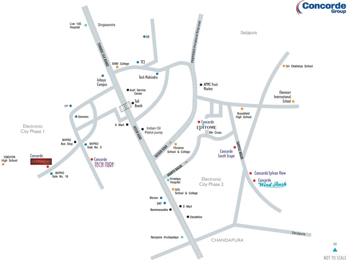 mapa de la electrónica en la ciudad de Bangalore