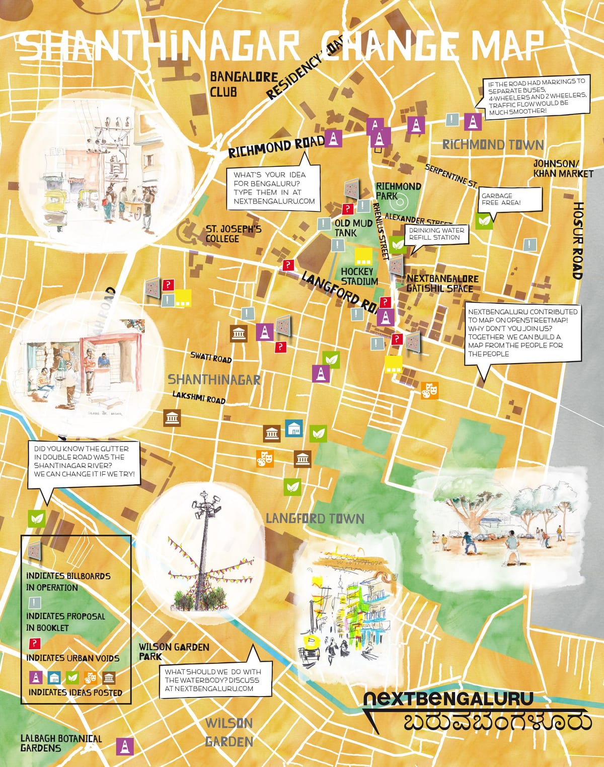 la calle comercial de Bangalore compras mapa