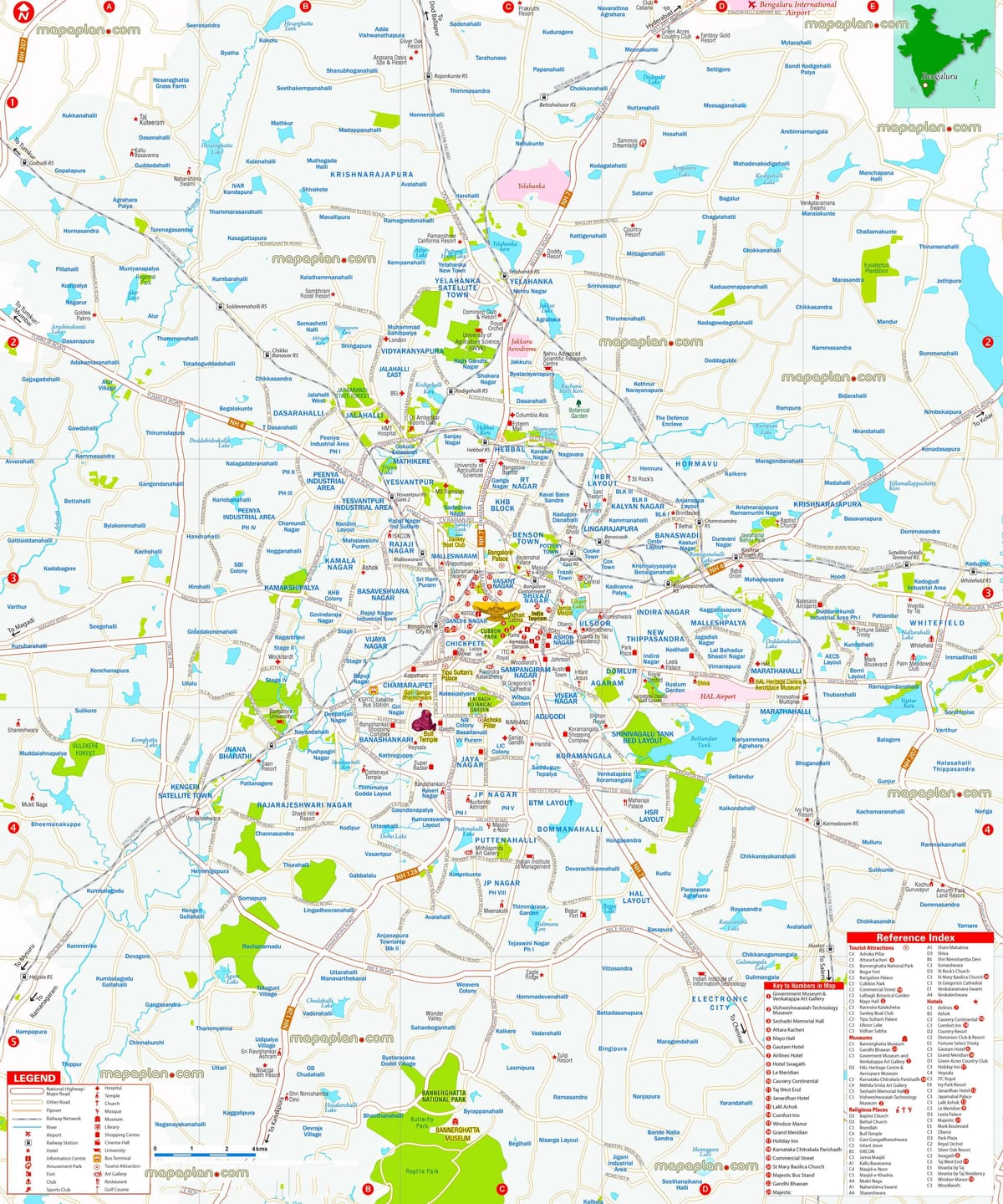mapa de la ciudad de Bangalore