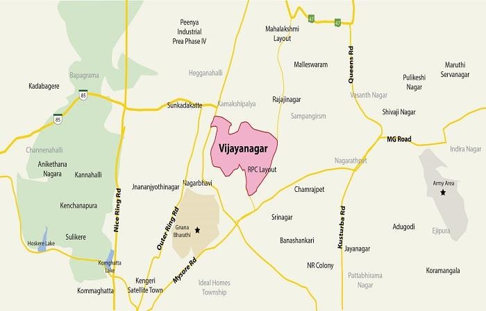 mapa de Vijayanagar en Bangalore