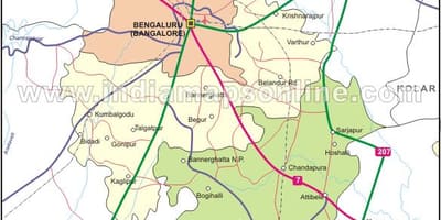 Mapa de Bangalore, al sur