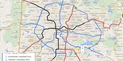 Namma de metro de la fase 3 mapa de la ruta