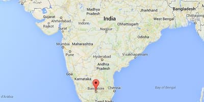 Banglore en el mapa de la india
