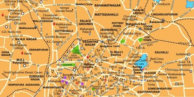 Banglore el mapa de lugares turísticos