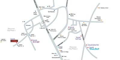 Mapa de la electrónica en la ciudad de Bangalore